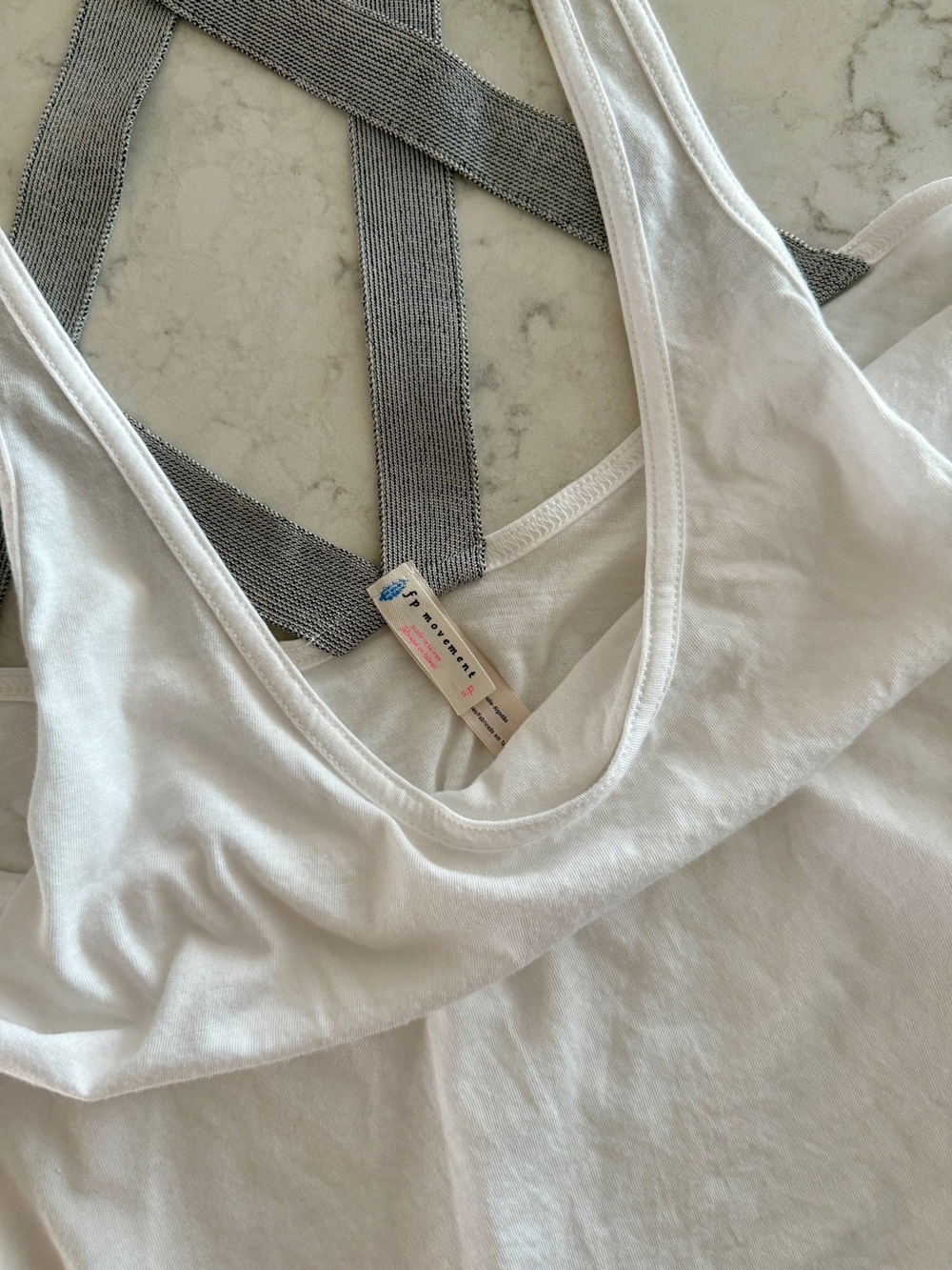 Free People Tank Top - White with Gray Straps NWT - Picture 5 of 6
